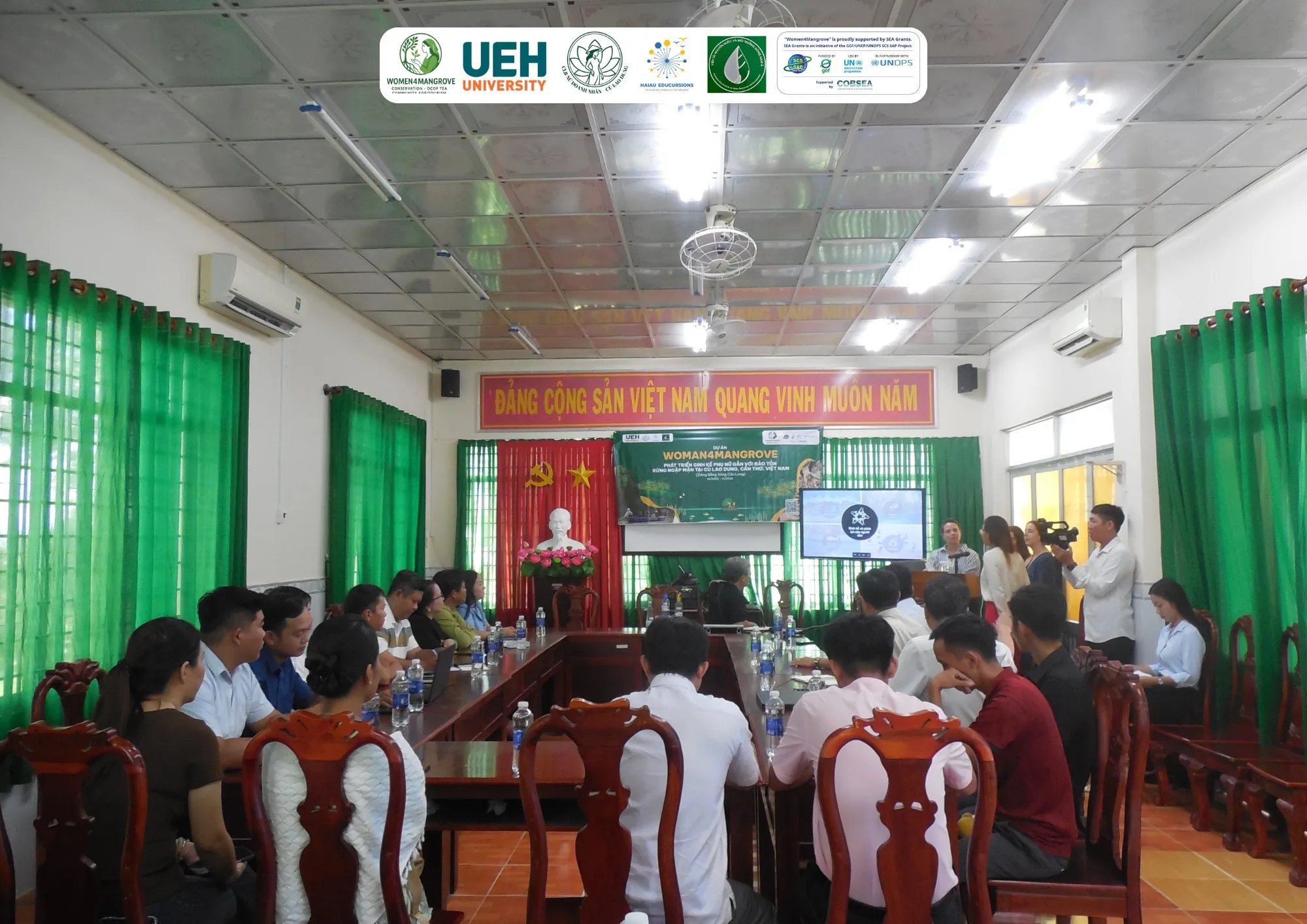 Local authorities, partners and community members reviewing Women4Mangrove Phase 1 results