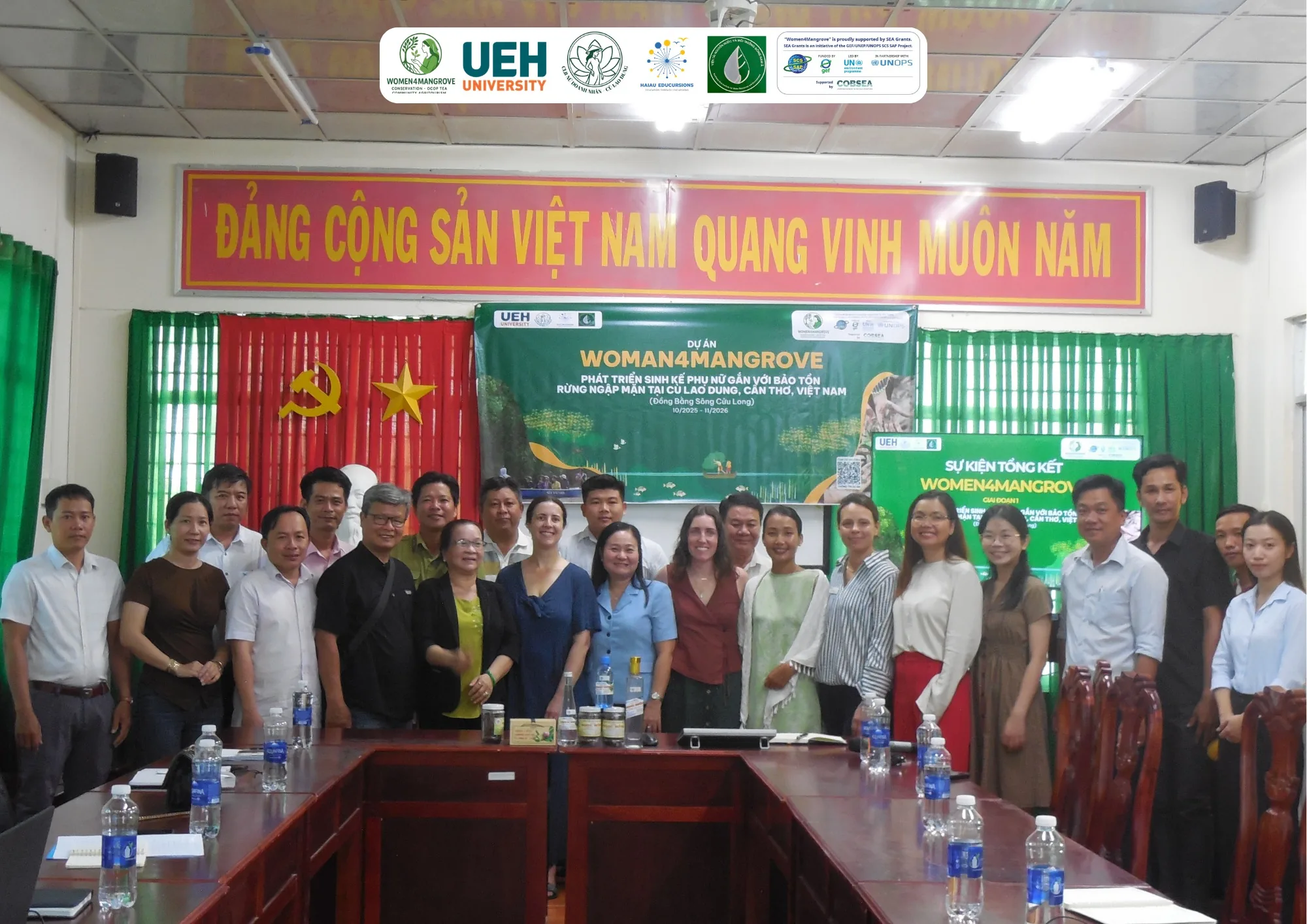 Participants, partners and RMIT experts at the Women4Mangrove Phase 1 summary event in An Thanh commune, Can Tho City, Vietnam